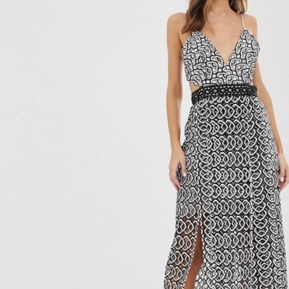 ASOS Midi Dress in Mono Geo Print - Picture 2 of 7